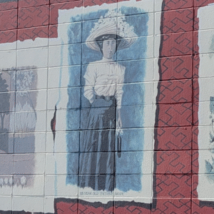 mural of lady in an elegant dress